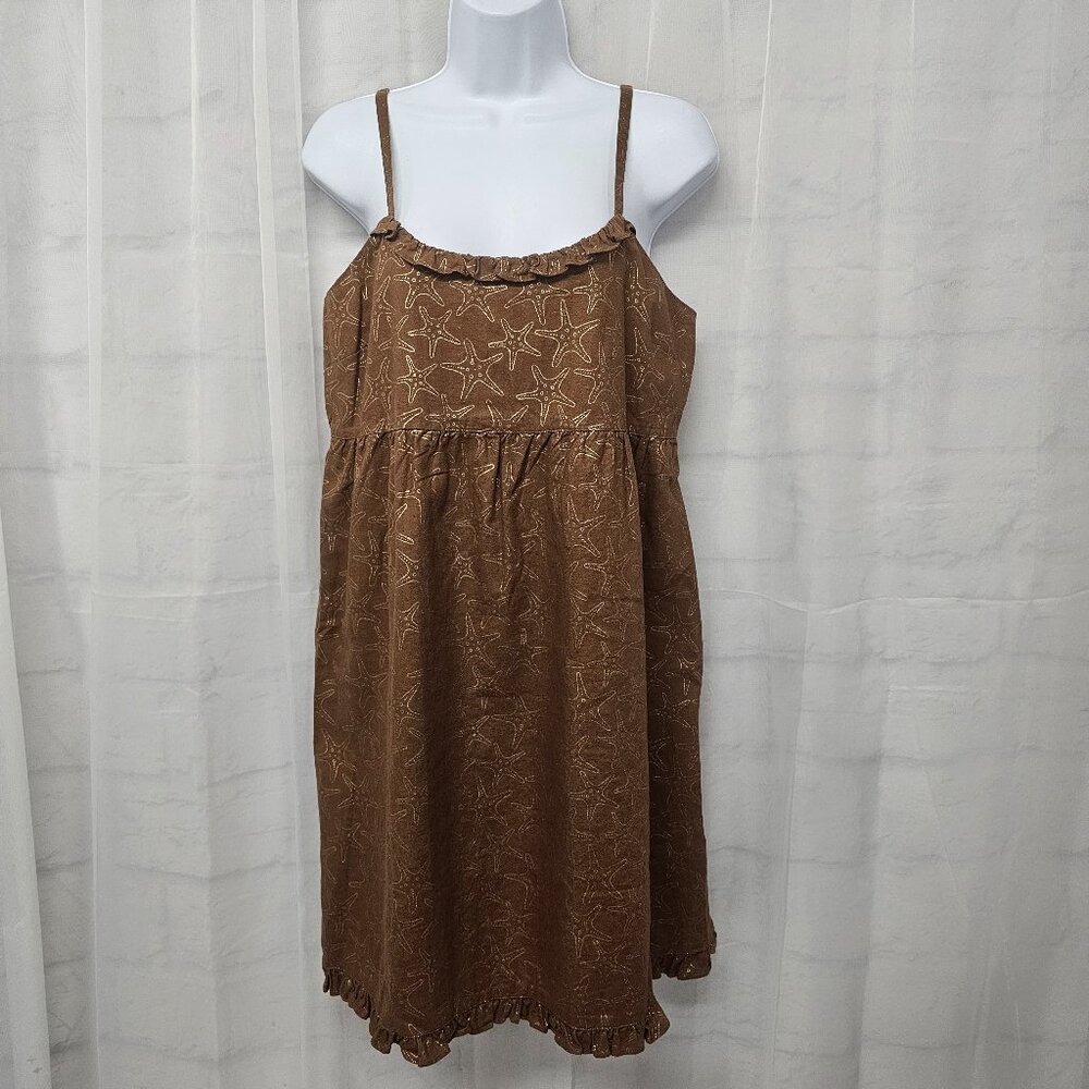 Vineyard Vines Dress Y2K Brown Starfish Beach Resort Preppy Linen Blend 10 - Picture 2 of 12